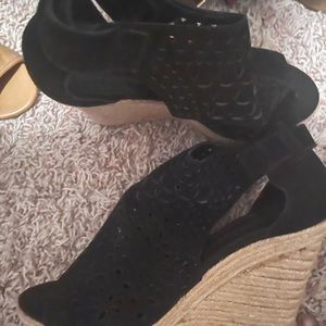 Black wedge sandals